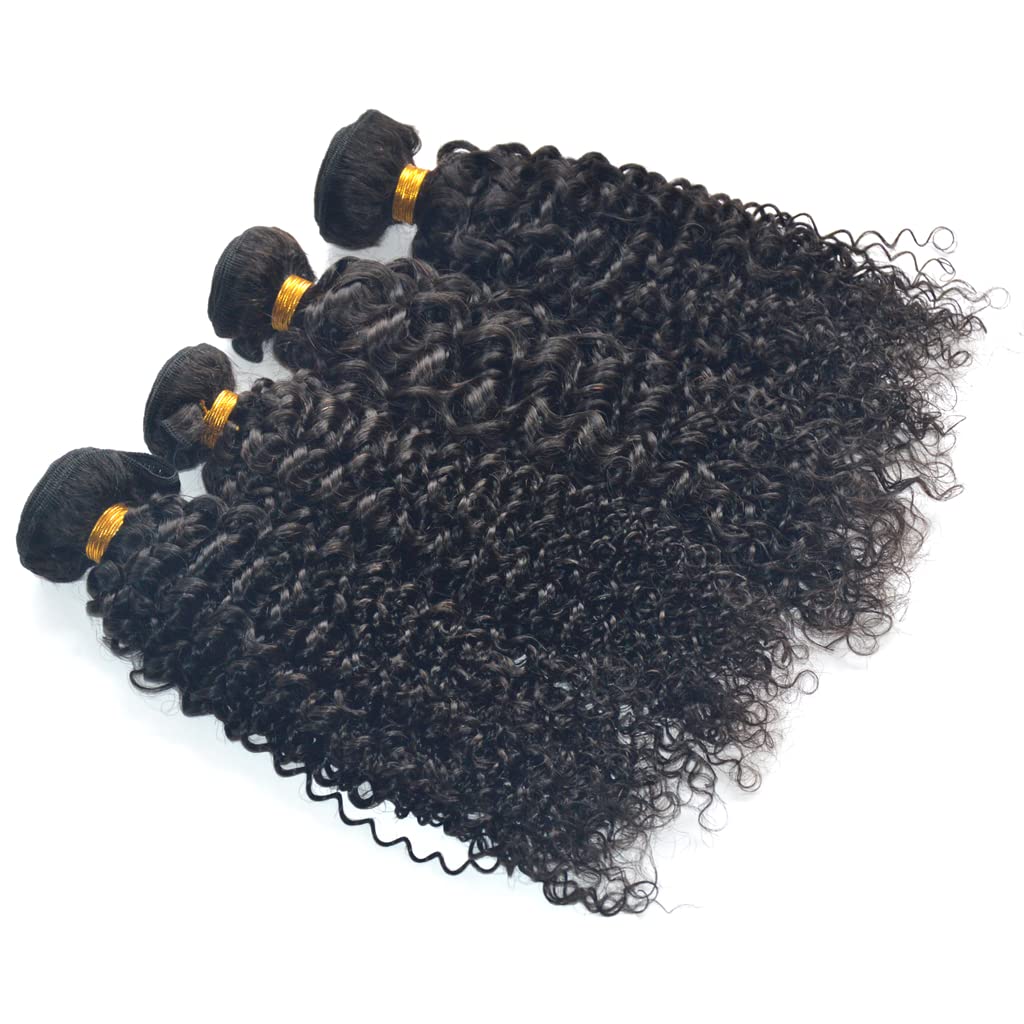 Jerry Curly Real Human Hair Extension Weave Bundle with Machine Double Weft in Natural Black 1 Pack 100 Gram (22 Inches)