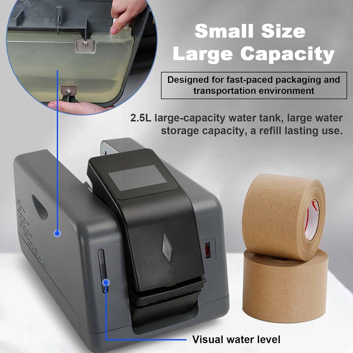 Automatic Water Activated Tape Dispenser – Electric Kraft Cutter for Carton Sealing, Commercial Grade for High-Volume Transport Packaging