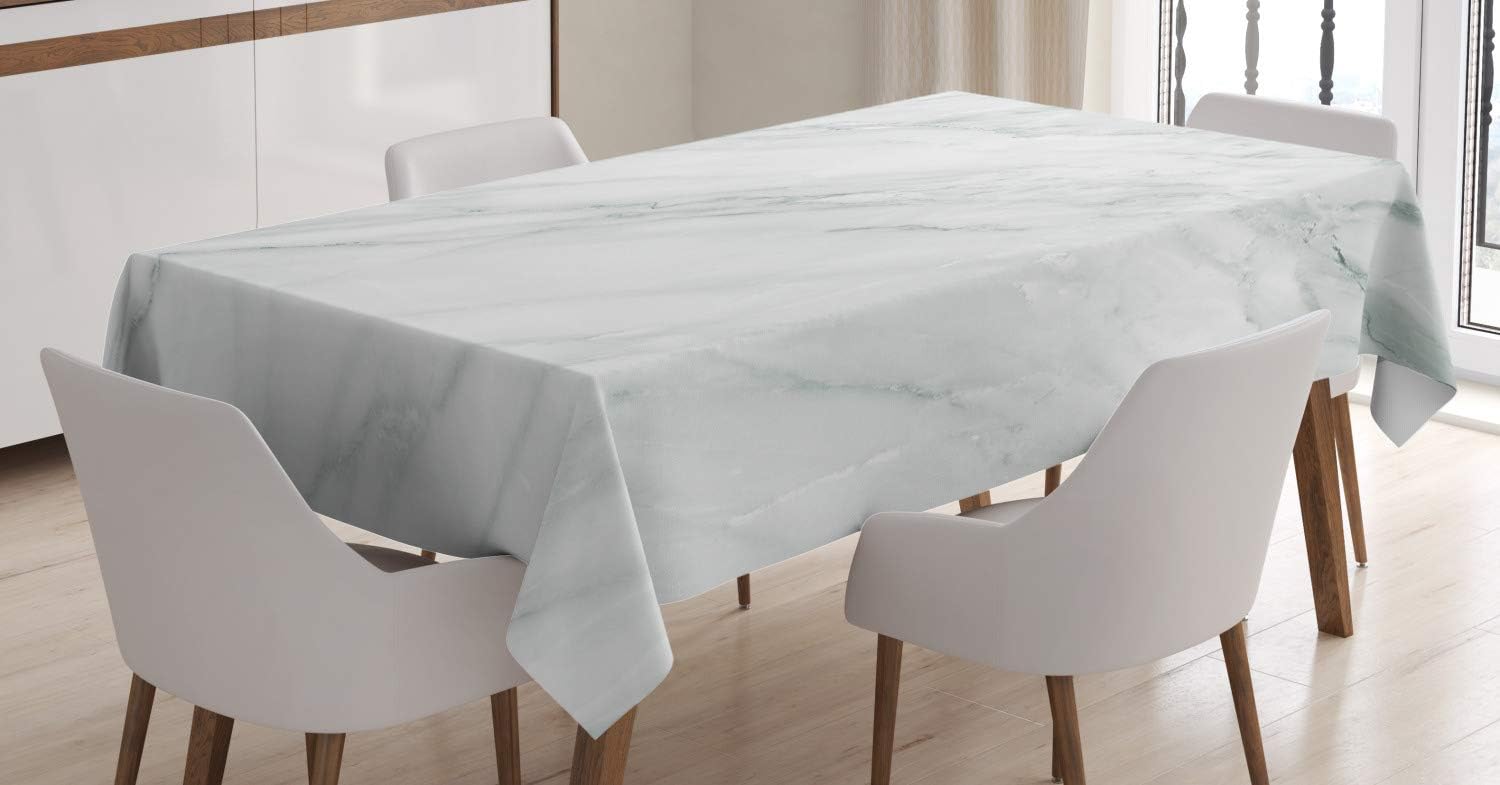Ambesonne Marble Tablecloth, Stained Marbled Background Image Abstract Textures Monochromatic Design Print, Rectangular Table Cover for Dining Room Kitchen Decor, 52" X 70", Grey White 52" X 70" Grey White