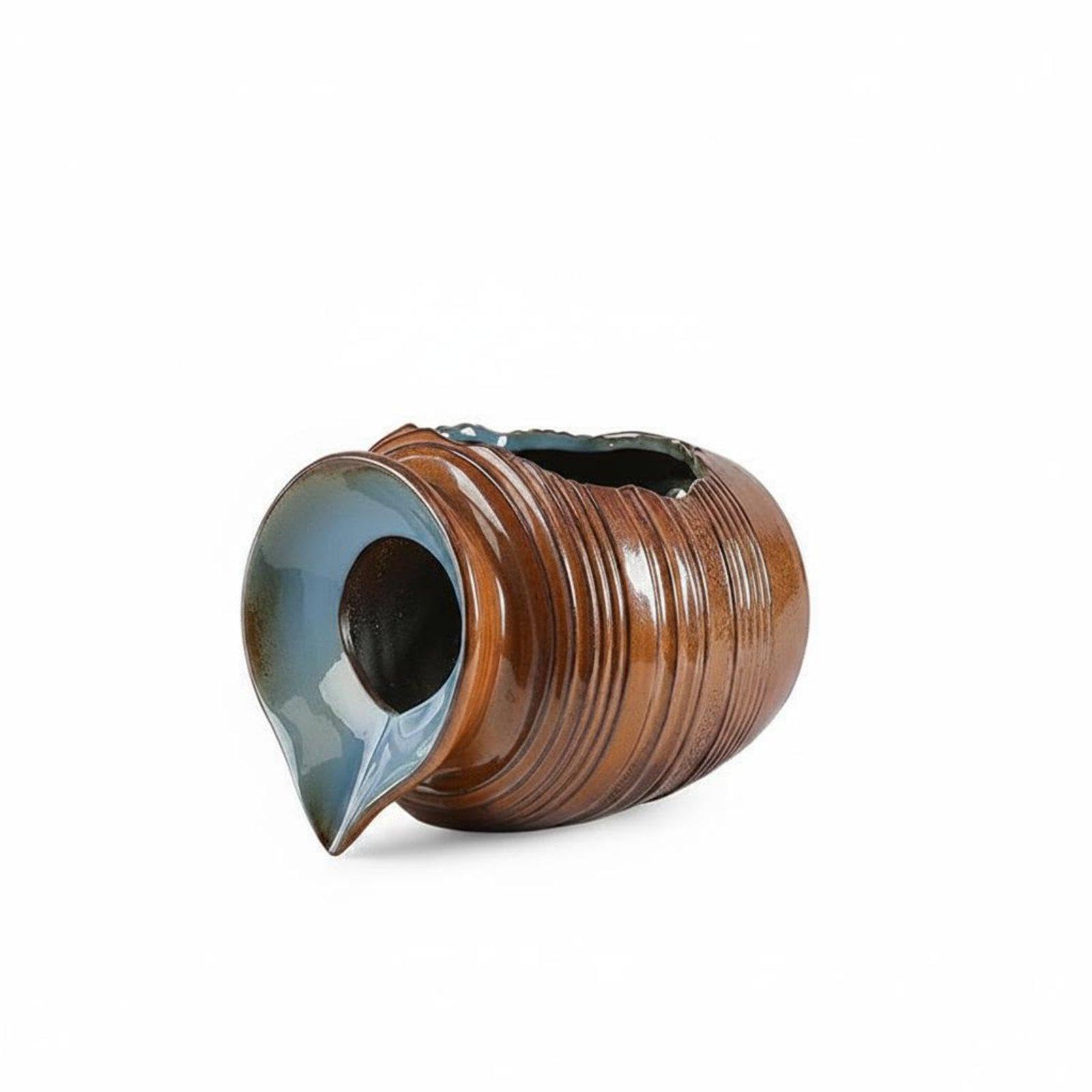 CALANDIS Fortunate Cat Water Feature Good Luck Ceramic Water Water Feature Opening Gift Indoor Water Feature for Cashier Counter, Store, Entryway S Pot Brown-image-24