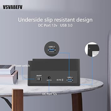 IDE Hard Drive HDD Docking Station Hard Drive Dock Reader, 2.5 and 3.5 Inch External Hard Drive Enclosure, External HDD Hard Drive Card Reader USB 3.0 Hub, USB 3.0 to 2 SATA Ports 1 IDE Port