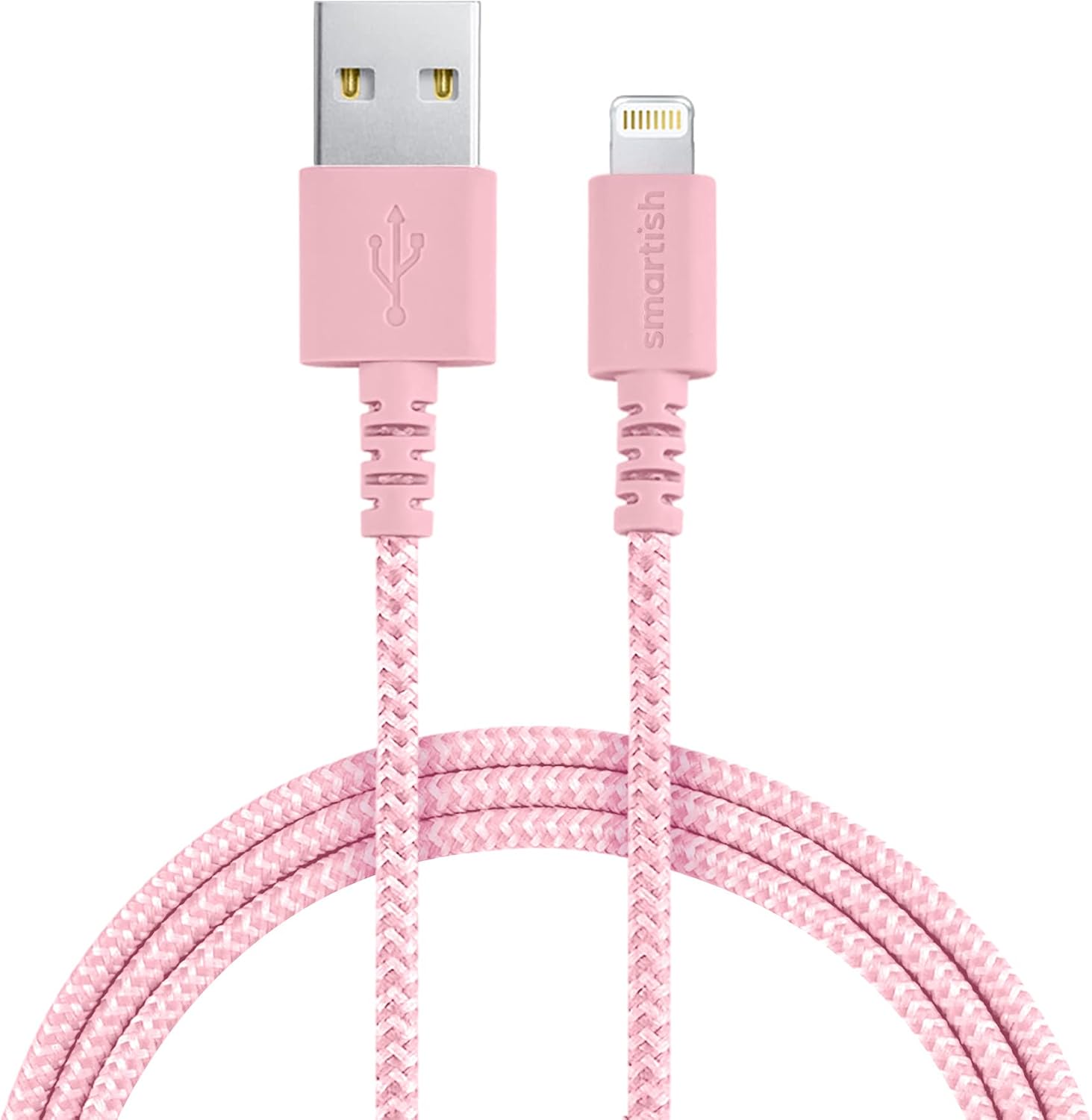 Smartish Lightning Fast Charging Cable - Crown Joule [Durable Nylon Fabric Cord] MFi Certified for iPad, Airpods, iPhone - I'm Blushing- 6ft