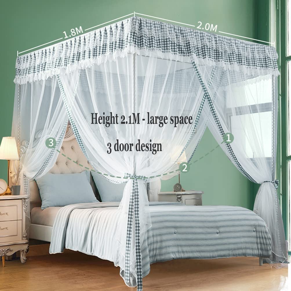 Cuna de la Cama de la Cama de Verano Mosquito Juego de Soporte de Soporte de la Red, Cortina de la Cama de Encaje romántica Alta de 2.1M, Regalo de cumpleaños para niña para Adultos (Tamaño: