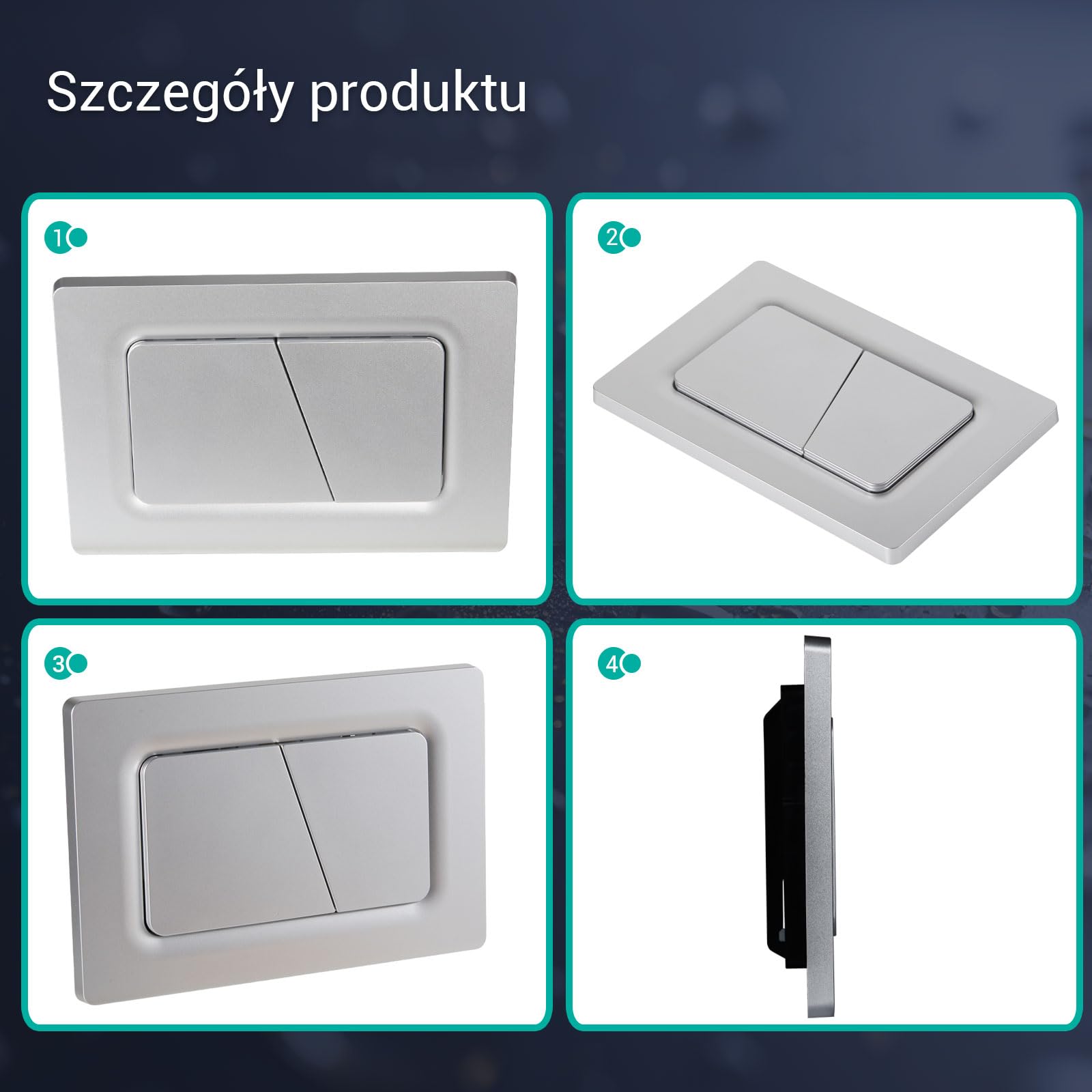 Empyreal Płytka dociskowa do WC spłuczka, części zamienne, kompatybilny z płytami uruchamiającymi Geberit Sigma 01 UP300 i 320, białe tworzywo sztuczne, do 2-krotnego spłukiwania (Srebrny Matowy)