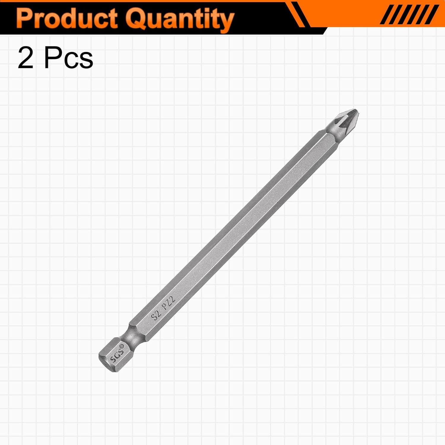 HARFINGTON 2pcs PZ2 Screwdriver Bit 1/4" Hex Shank 100mm/4" Length Magnetic Phillips Slotted Hex Bits S2 Steel Screw Driver Bit Industrial Grade Electric Hexagon Drill Bits