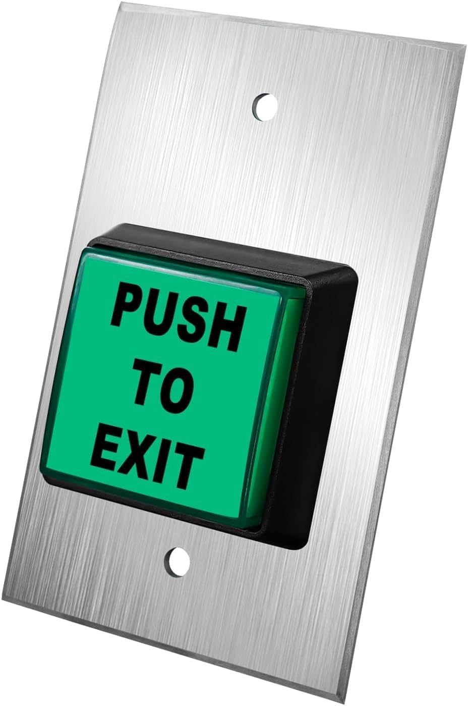 Push to Exit Button, Indoor Green Square Request to Exit Button with Green LED Light, Stainless Steel Exit Access Control Switch for Door System, Thick Metal Plate for More Durability
