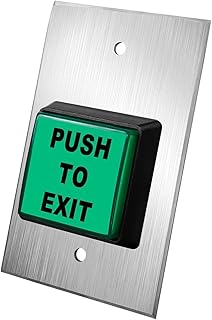 Push to Exit Button, Indoor Green Square Request to Exit Button with Green LED Light, Stainless Steel Exit Access Control Switch for Door System, Thick Metal Plate for More Durability