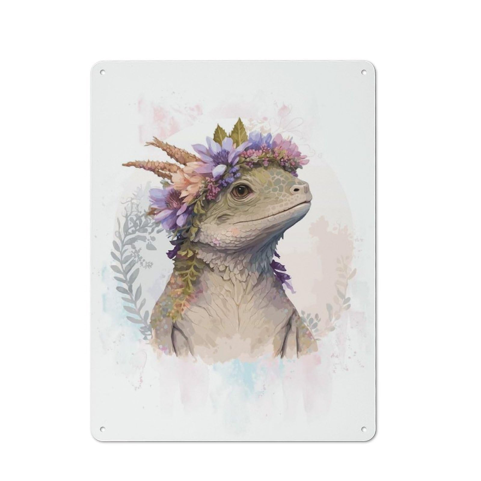 Junmoney Style-6 Farmhouse Metal Sign With Flower Lizard Watercolor Design 40X30cm, Rustic Rustic Kitchen Decor For Dining Room, Cafe, Entryway Or Family Room