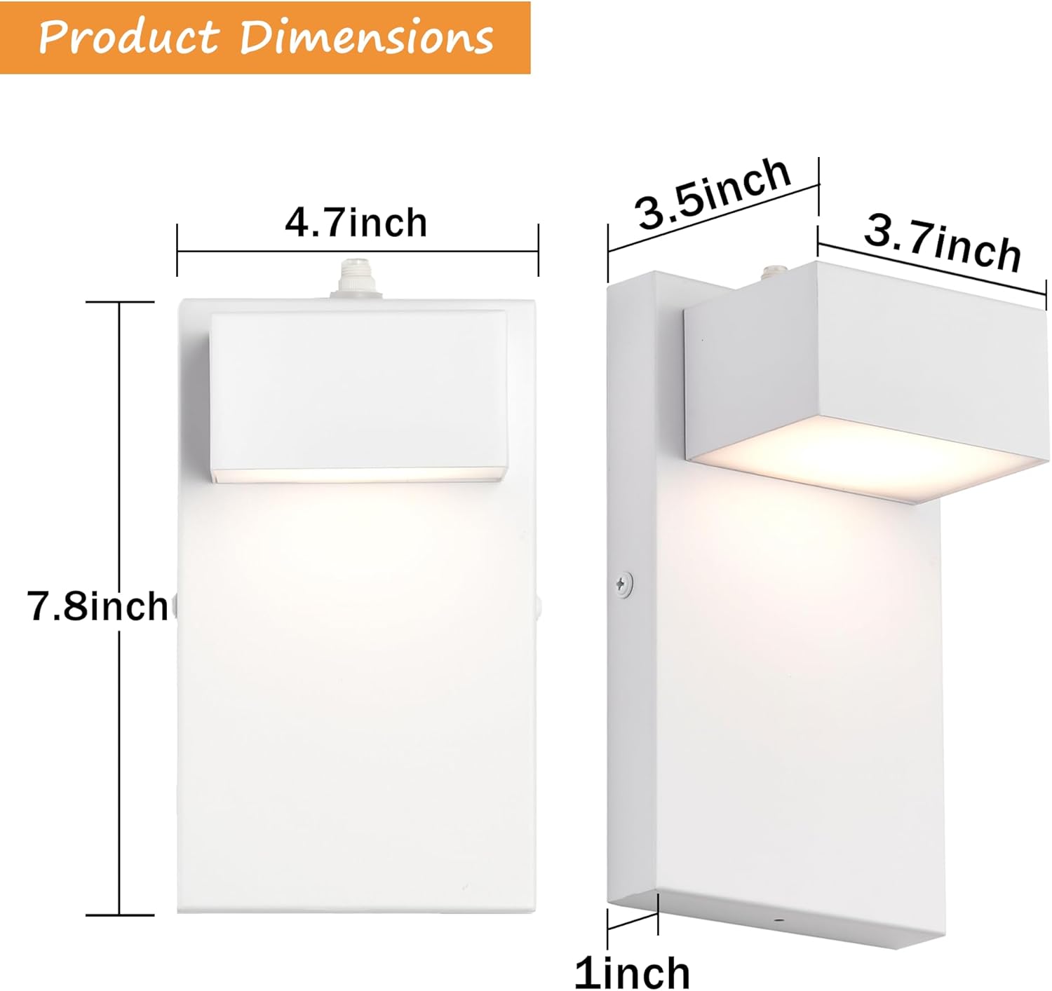 Alighting Outdoor Light Fixtures with Dusk to Dawn Sensor, White LED Porch Lights, 3000K Warm White, Rust-Resistant Modern Waterproof Wall Lantern for for Porch, Patio, Garage, Entryway