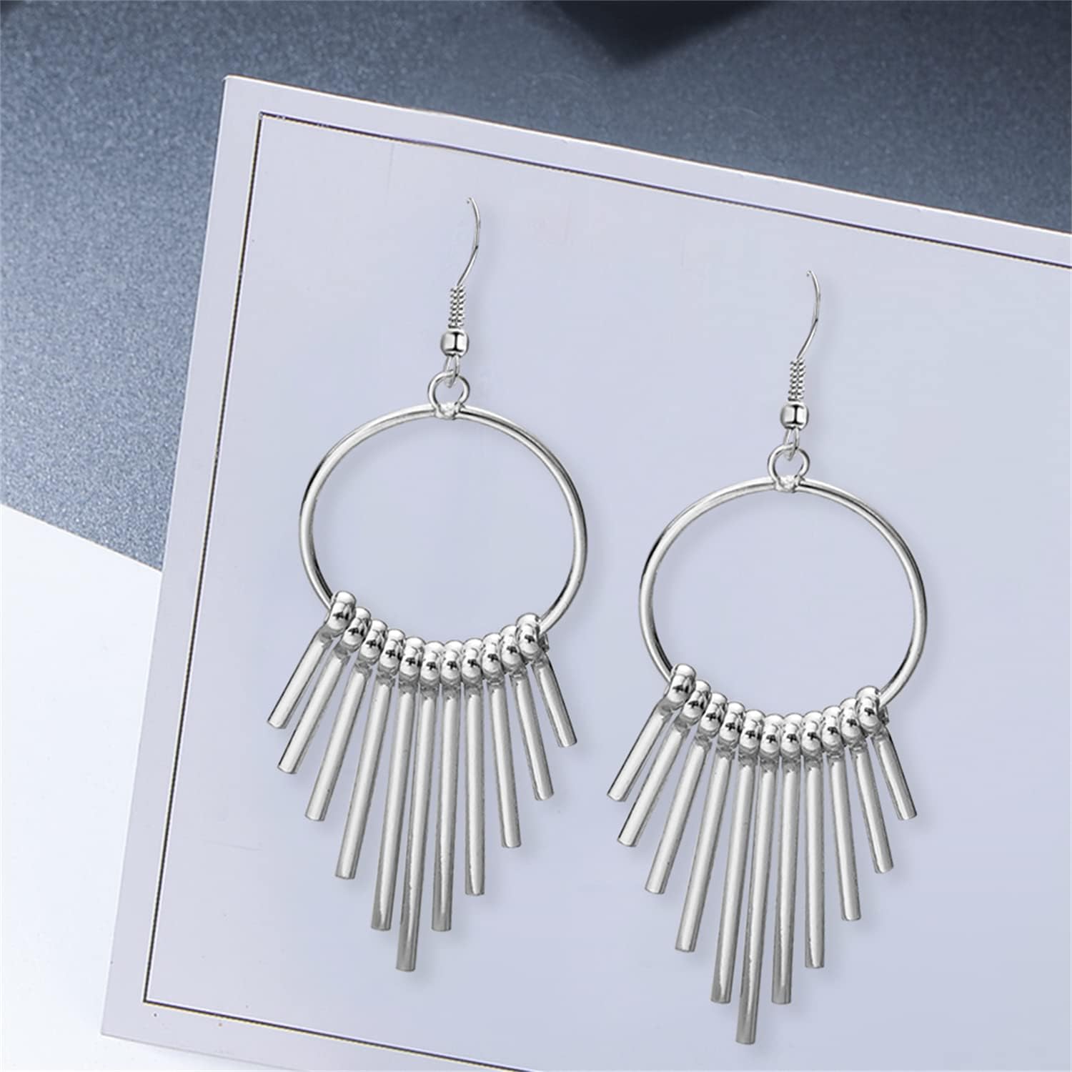 Elegant Bohemian Vintage Long Gold Tassel Dangle Drop Earrings Hypoallergenic Minimalist Hollow Round Bar Dangle Earrings for Women Jewelry Gifts - Image 6