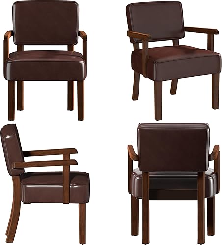 Miniatura 9 de Silla decorativa, de piel sintética, de gran tamaño, con asiento suave y reposabrazos para sala de estar, comedor, dormitorio, sala de lectura, sala