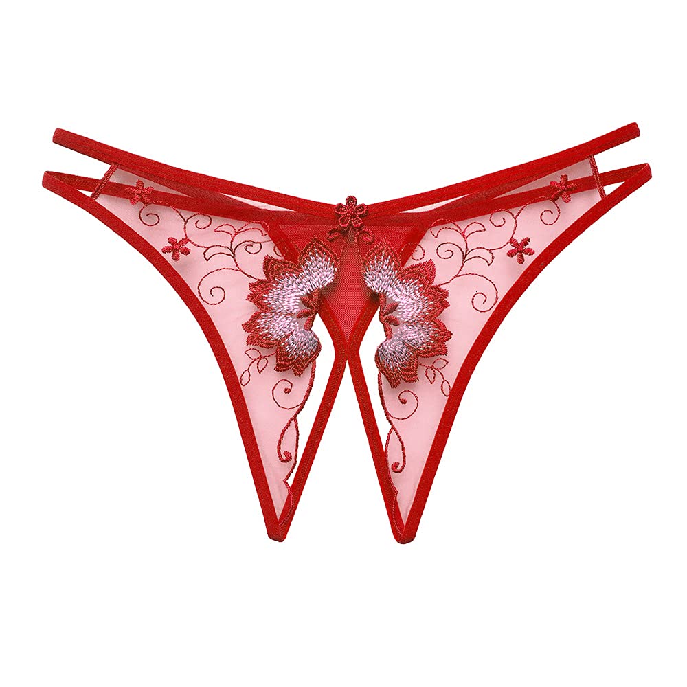 Buy Very Sexy Floral Embroidered Open Crotch Strappy Vstring Panty