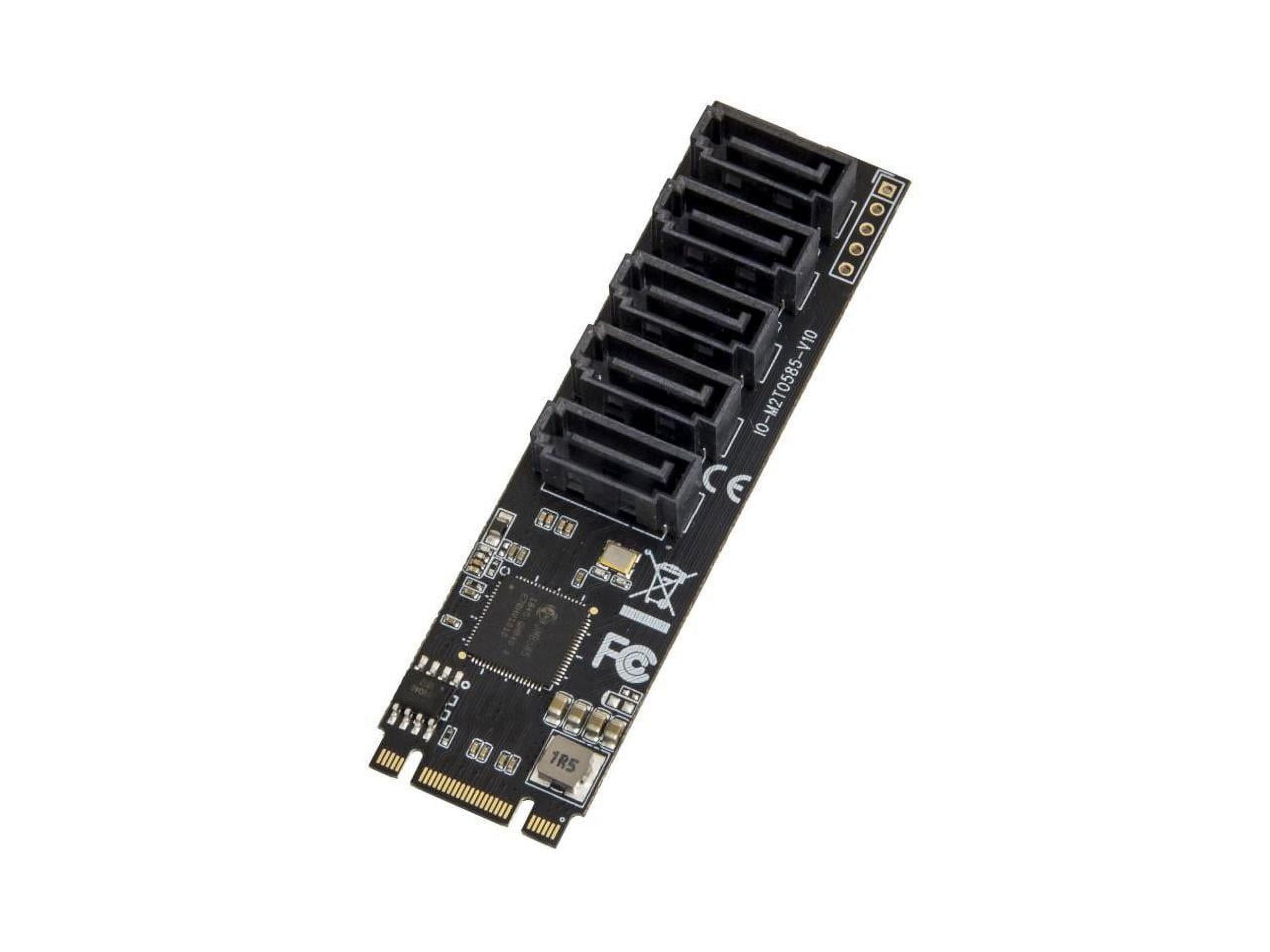 Internal 5 Port Non-RAID SATA III 6GB/s M.2 B+M Key Adapter Card for Desktop PC Support SSD and HDD. JMB585 Chipset