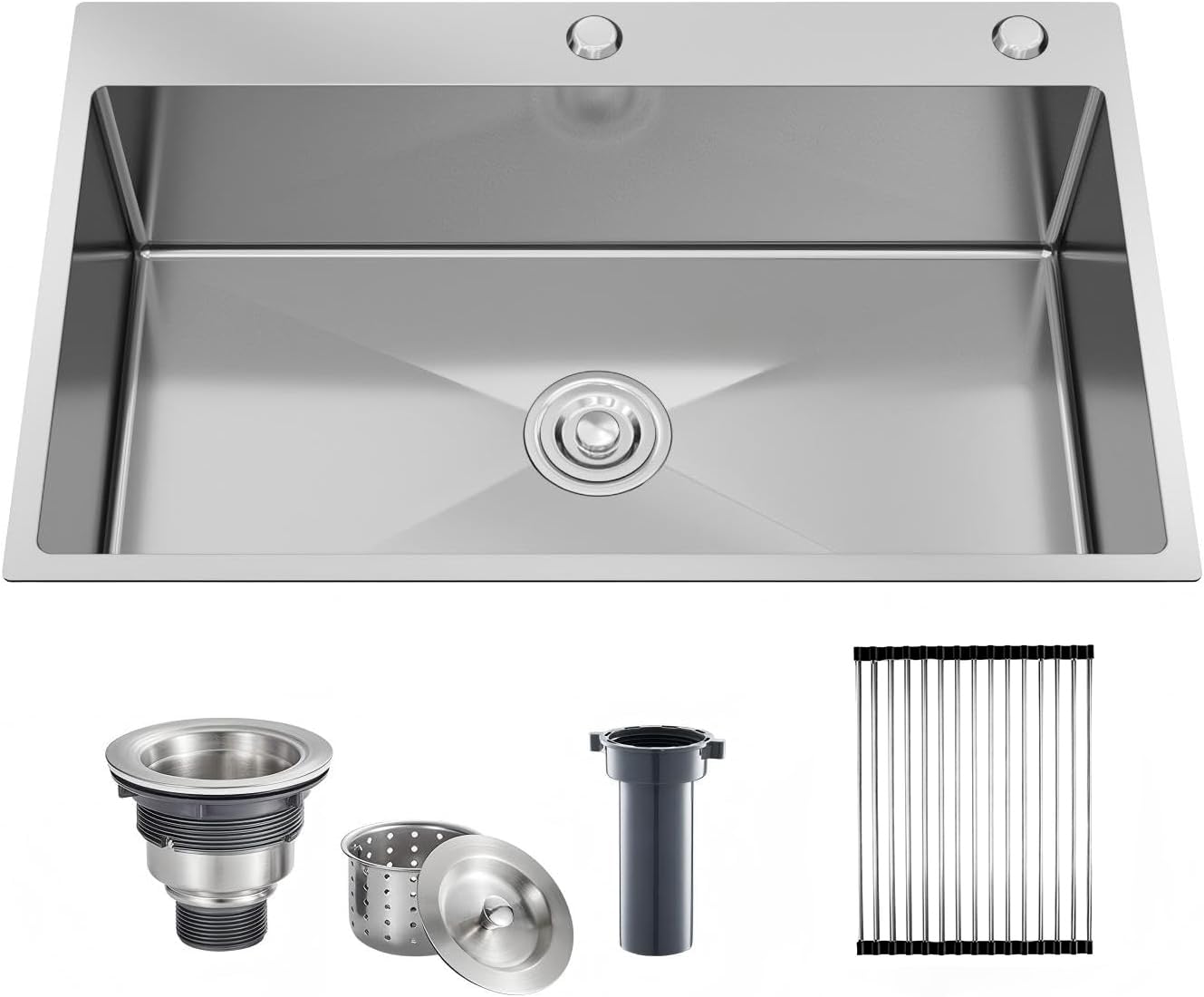 33x22 Drop in Kitchen Sink, 10" Deep Large Top Mount Single Bowl Kitchen Sinks Nano Coating Stainless Steel Kitchen Laundry Room Sinks with Accessories