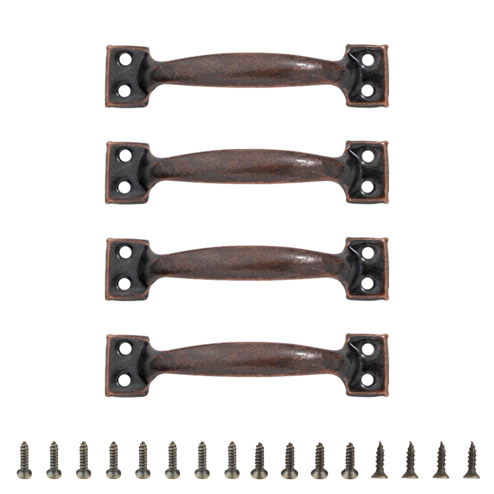Yazhuq 4pcs Barn Door Pulls Metal Handles for Cabinets and Wood Iron Furniture Knob Practical Home Hardware