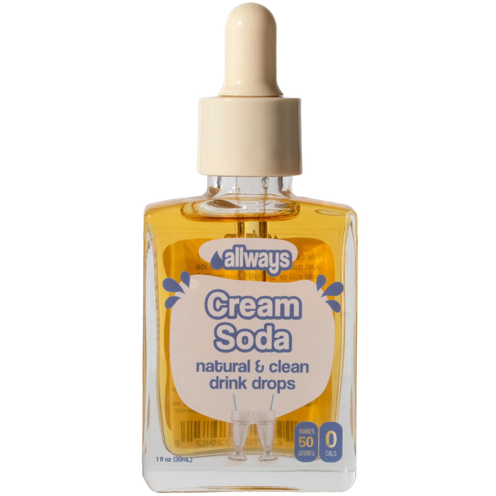 Allways Cream Soda Drops – Sugar Free Liquid Water Enhancer with Monk Fruit – Zero Calorie Cream Soda Drink Mix for Water – Natural Flavors – 50