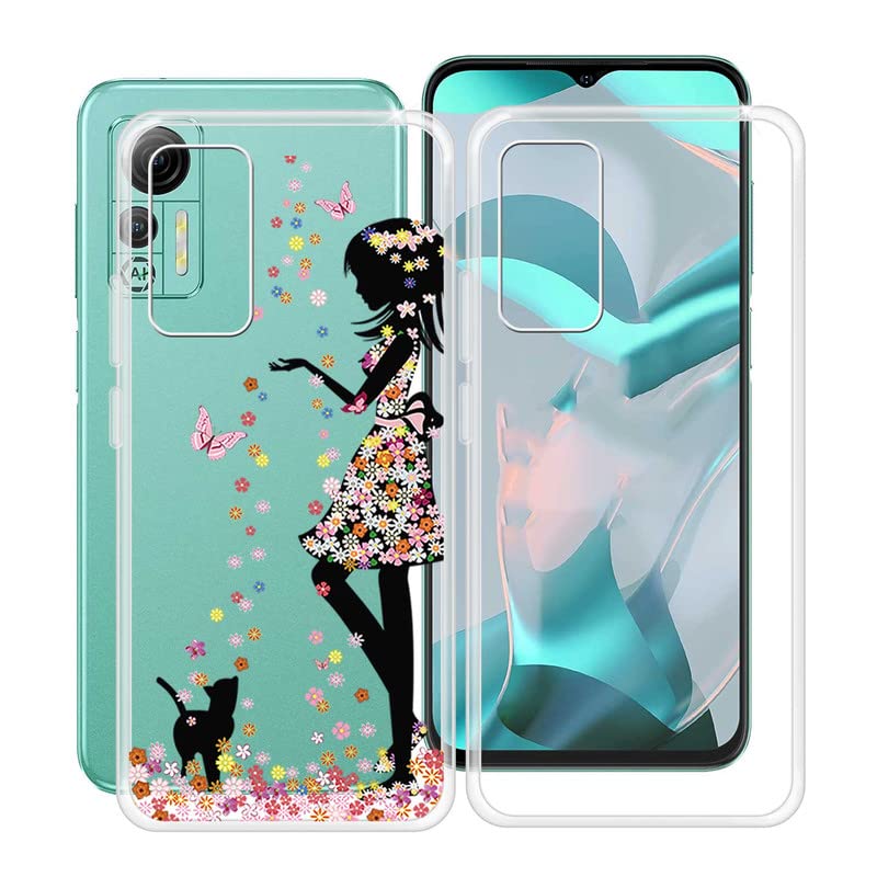 Ulefone Note 16 Pro HGJTF Coque Pour (6.52"), Transparent Souple TPU Bumper Case, Ultra-Mince [Antichoc X Anti-Rayures] Silicone Housse Etui Pour - Rose Rouge Ulefone Note 16 Pro Coque