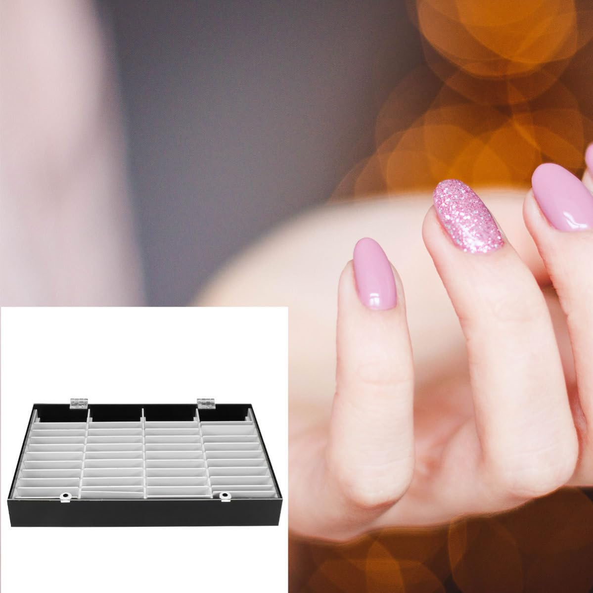 Abaodam Acryl Nagellack Farbkarten Displaybox mit 40 Fächern, Schwarz