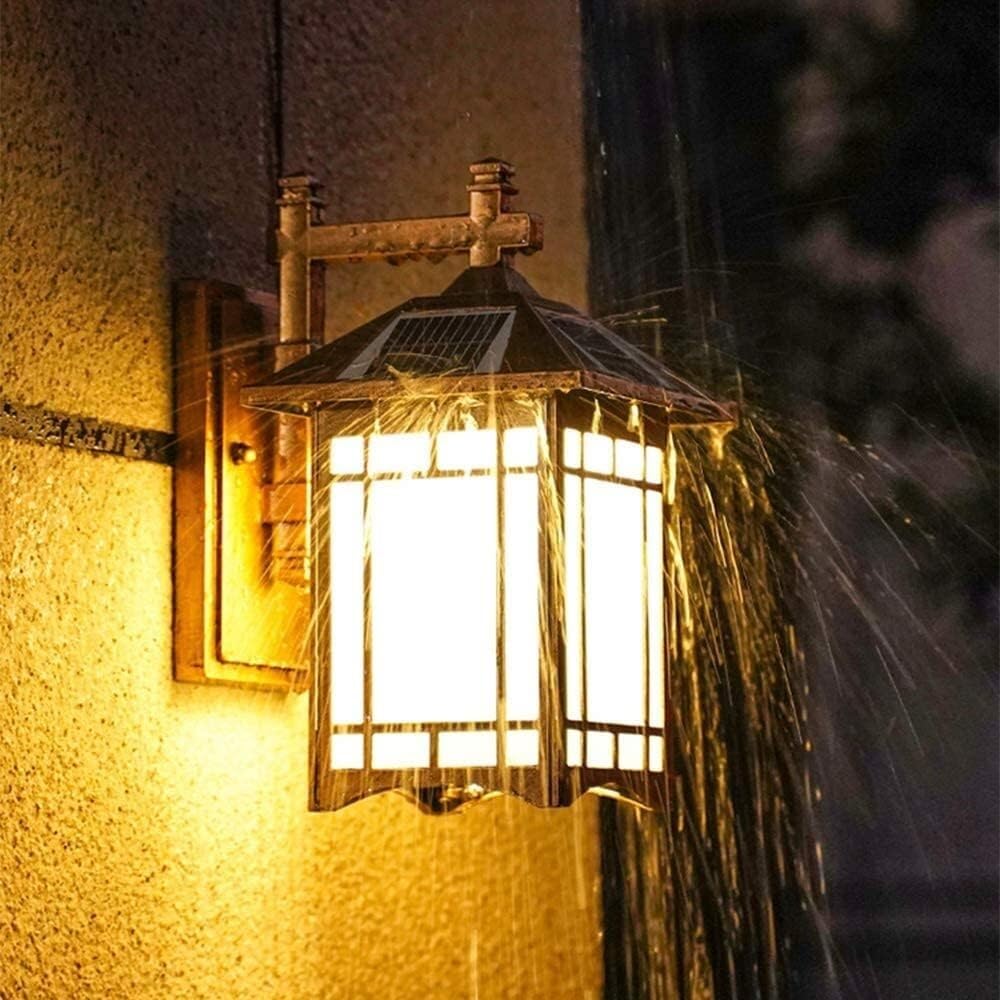 HXYSXHJUO Wall Lamp Outdoor Solar Powered Lantern,Waterproof Led Light, V-intage Outside Style Background Lamp, Pendant Light