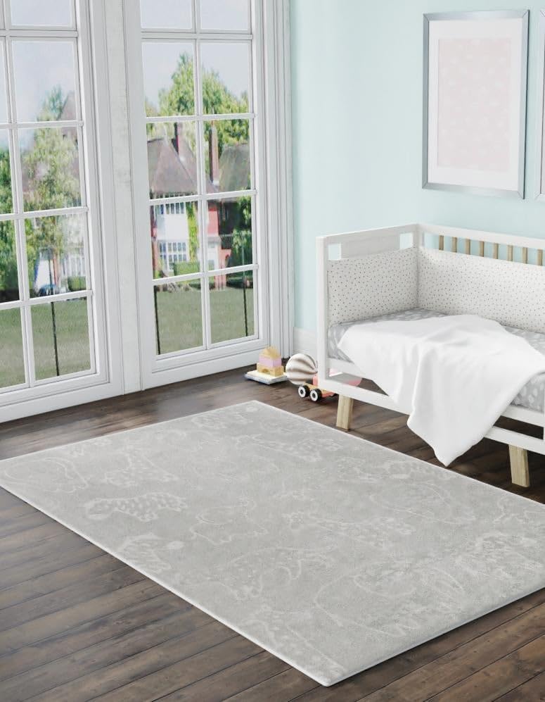 Unique Loom Whimsy Collection Area Rug (Rectangular 5' 3" x 8' 0", Gray/ Ivory)