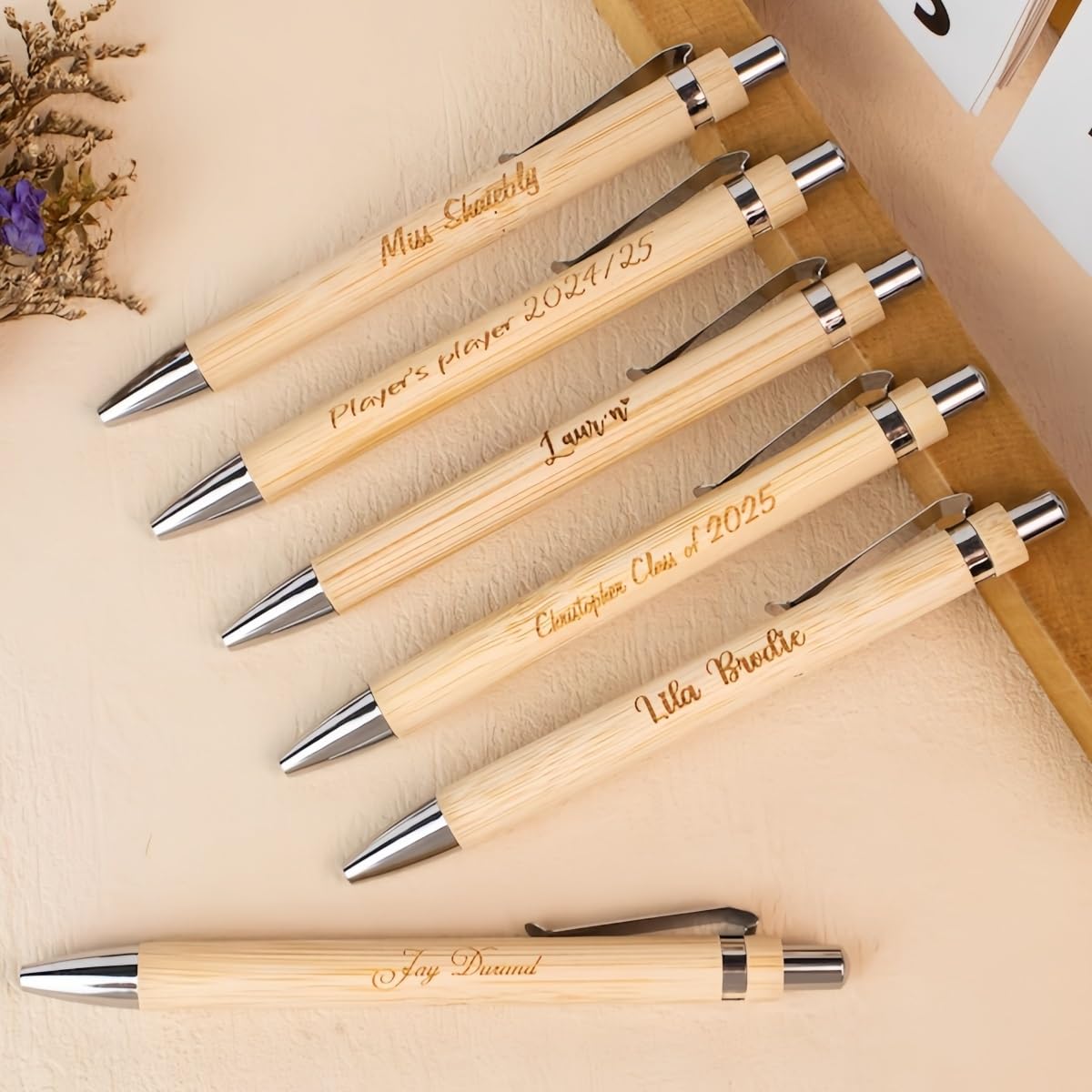 Bolígrafos De Bambú Personalizados, Bolígrafos De Escritura De Alta Calidad Con Tinta Negra Suave, Personalizados For Hombres Y Mujeres, Perfectos For Graduación Profesores Regalos(100pcs)