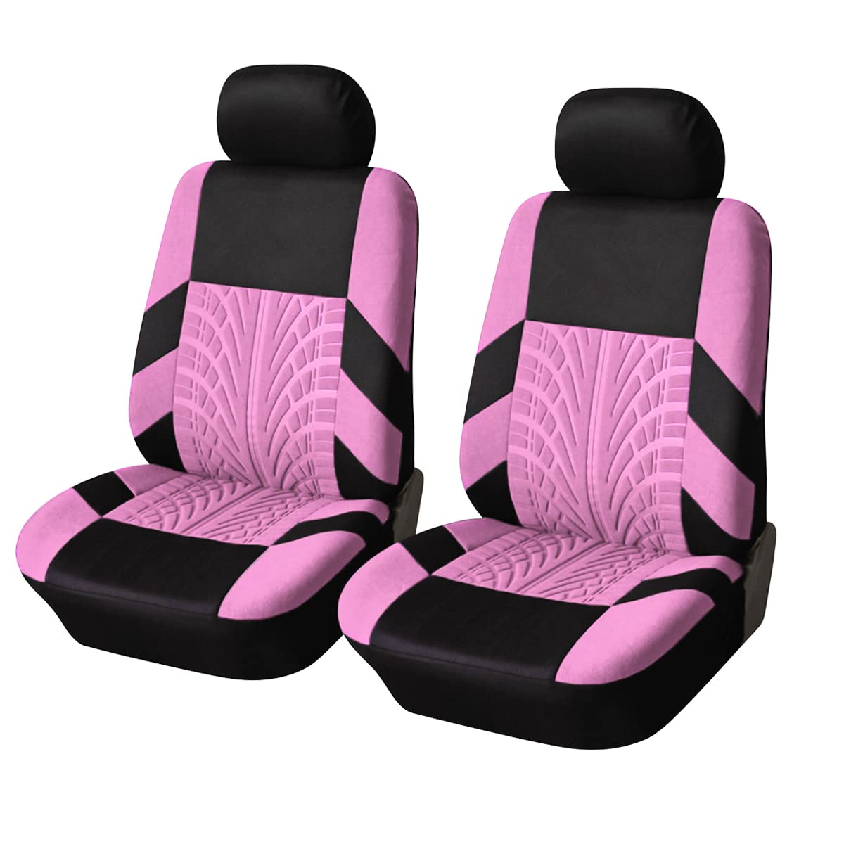 CGEAMDY 2 PCS Car Accessories Car Seat Cover, Car Seat Covers Front Pair Luxury Look, Four Seasons Universal Embossed Print Cloth Design, Seat Protectors for Vehicles, SUV, Vans, Sedans(Pink)