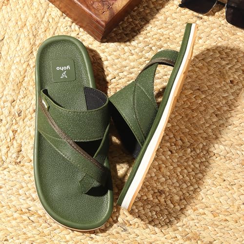 Image of YOHO Snugly Ethnic Orthopedic Slippers for Men | Diabetic Blood Circulation | Toe Ring Slip-On | Stylish Lightweight Flip Flops with Footpharma Footbed | Anti-Skid Chappals for Everyday
