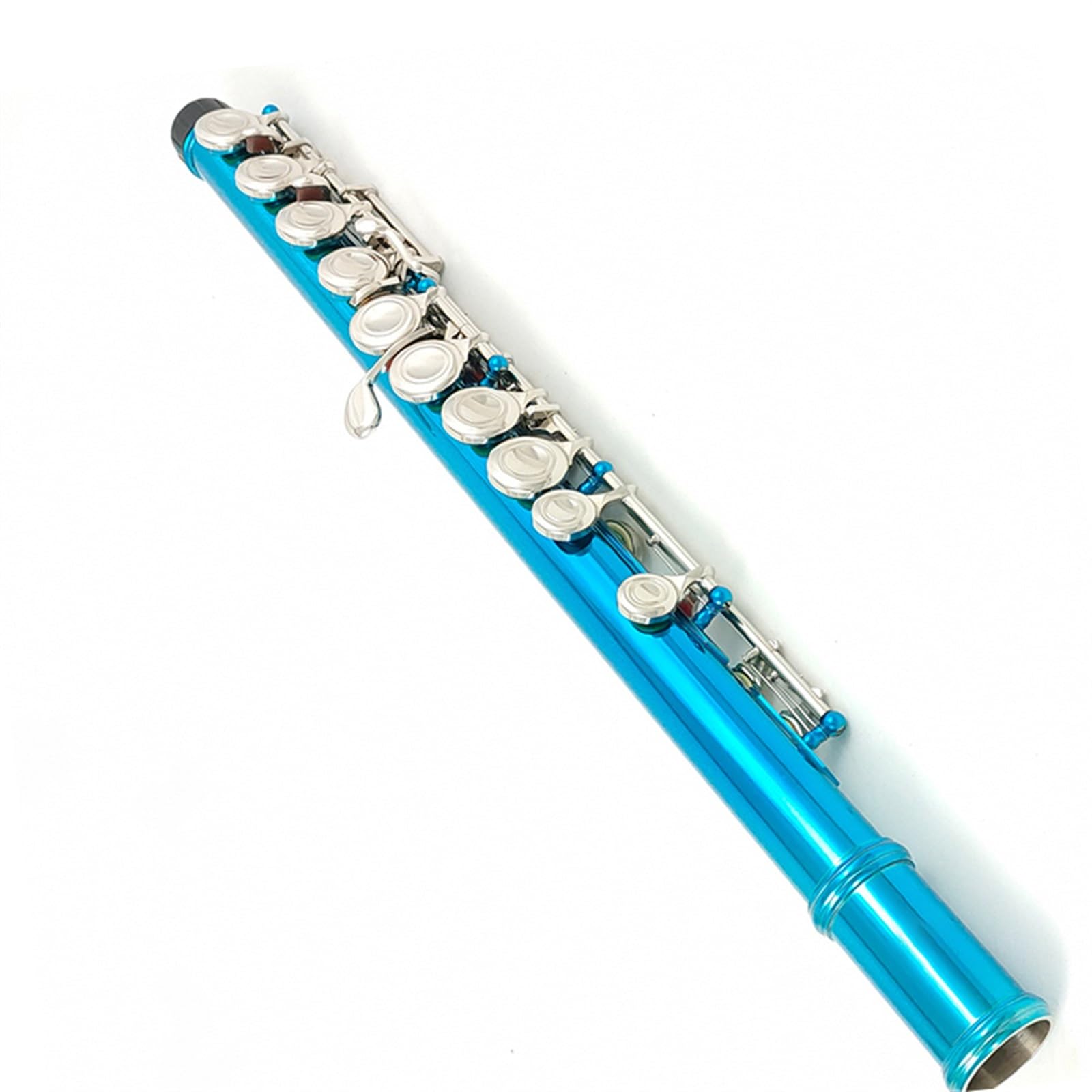 flauta travesera Flauta 16 Agujeros Cerrados C Llaves Instrumento Cuproníquel Niquelado Mar Azul Flauta Con Llave E instrumento de flauta profesional