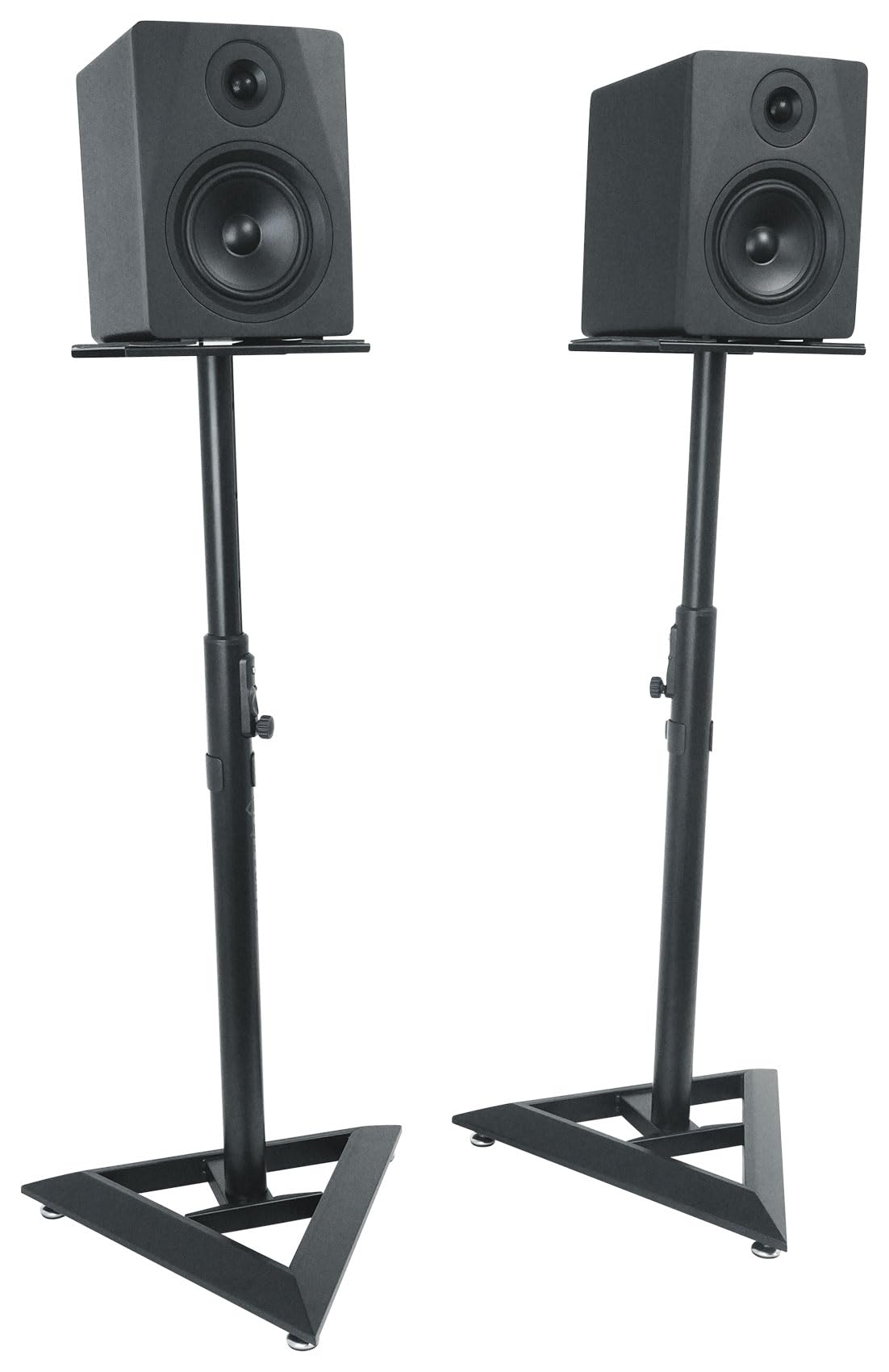Rockville RSM3 - Coppia di supporti per altoparlanti per monitor da studio, base robusta, pulsante, senza perni, altezza regolabile, Air Assist, ideale per casa, studio
