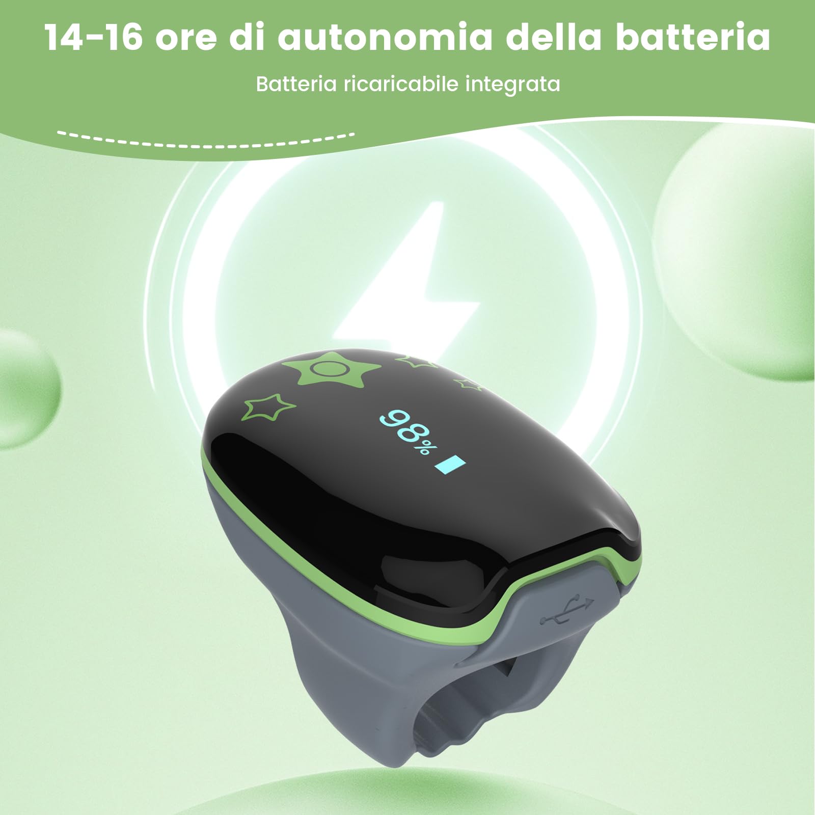 Viatom Saturimetro da Dito Pediatrico, Pulsossimetro Ossimetro Portatile con Bluetooth, Misurazione Saturazione di Ossigeno e Frequenza Cardiaca per Bambini 3-10 Anni, APP