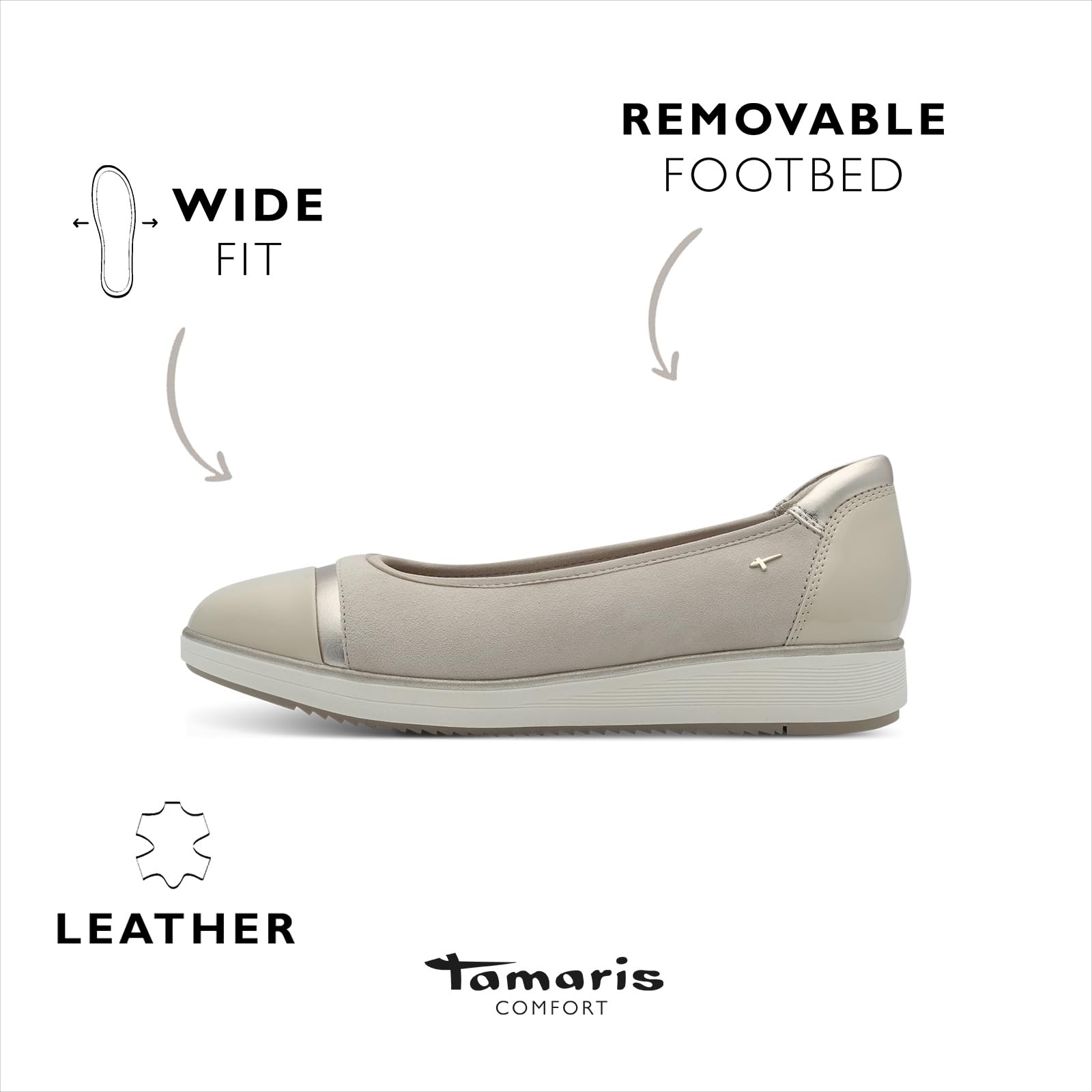Tamaris Comfort Ballerines Femme Stretch Vegan
