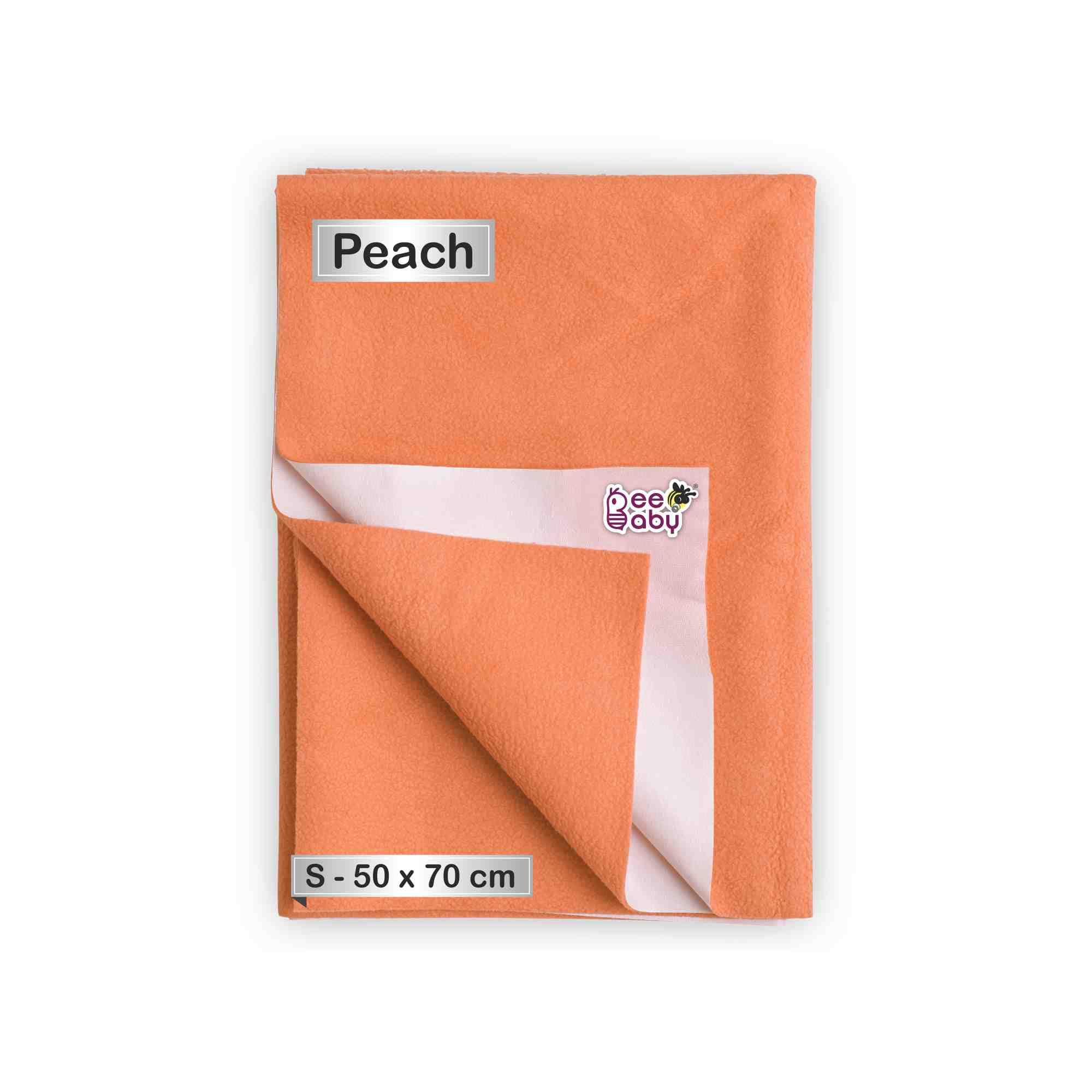 BEEBABYUltraDry Baby Waterproof Bed Protector/Dry Sheet. 0M+ | Soft Touch. (Peach, Small) (70 x 50 cm)