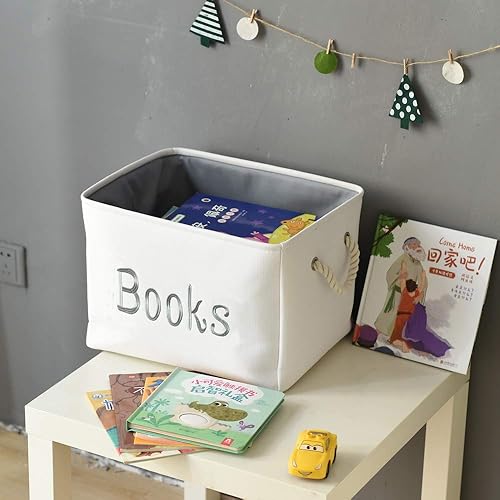 Miniatura 6 de INough Cesta de libros para habitación de niños, cesta de almacenamiento de libros, organizador de libros para cuarto de bebé, aula, biblioteca,