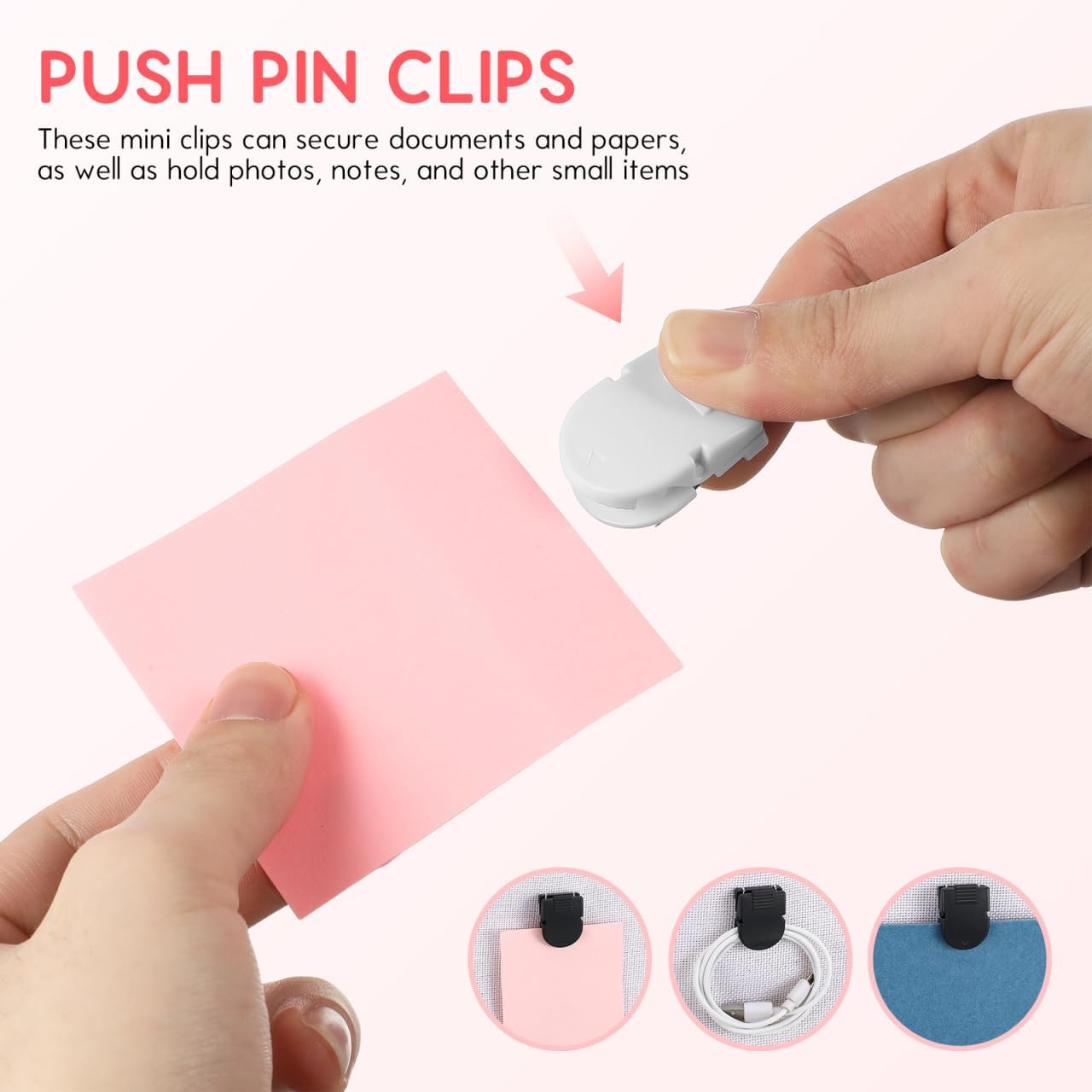 VILLCASE Mini Plastic Pin Clips 50 Pcs Small Binder Clips for Office School Crafts Photo Paper Holder Portable Cubicle Clips for Bulletin Board