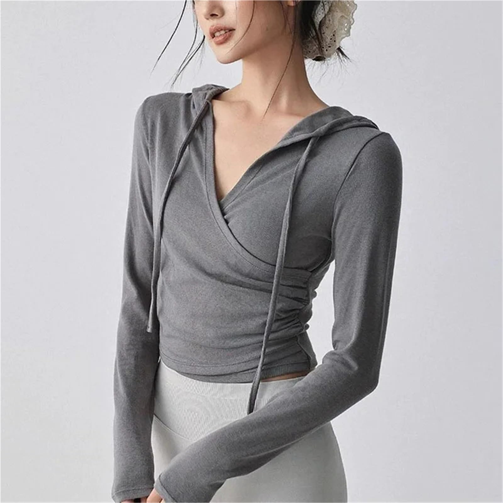 Manteau de Sport Chemise Femme Yoga Slim Manches Longues