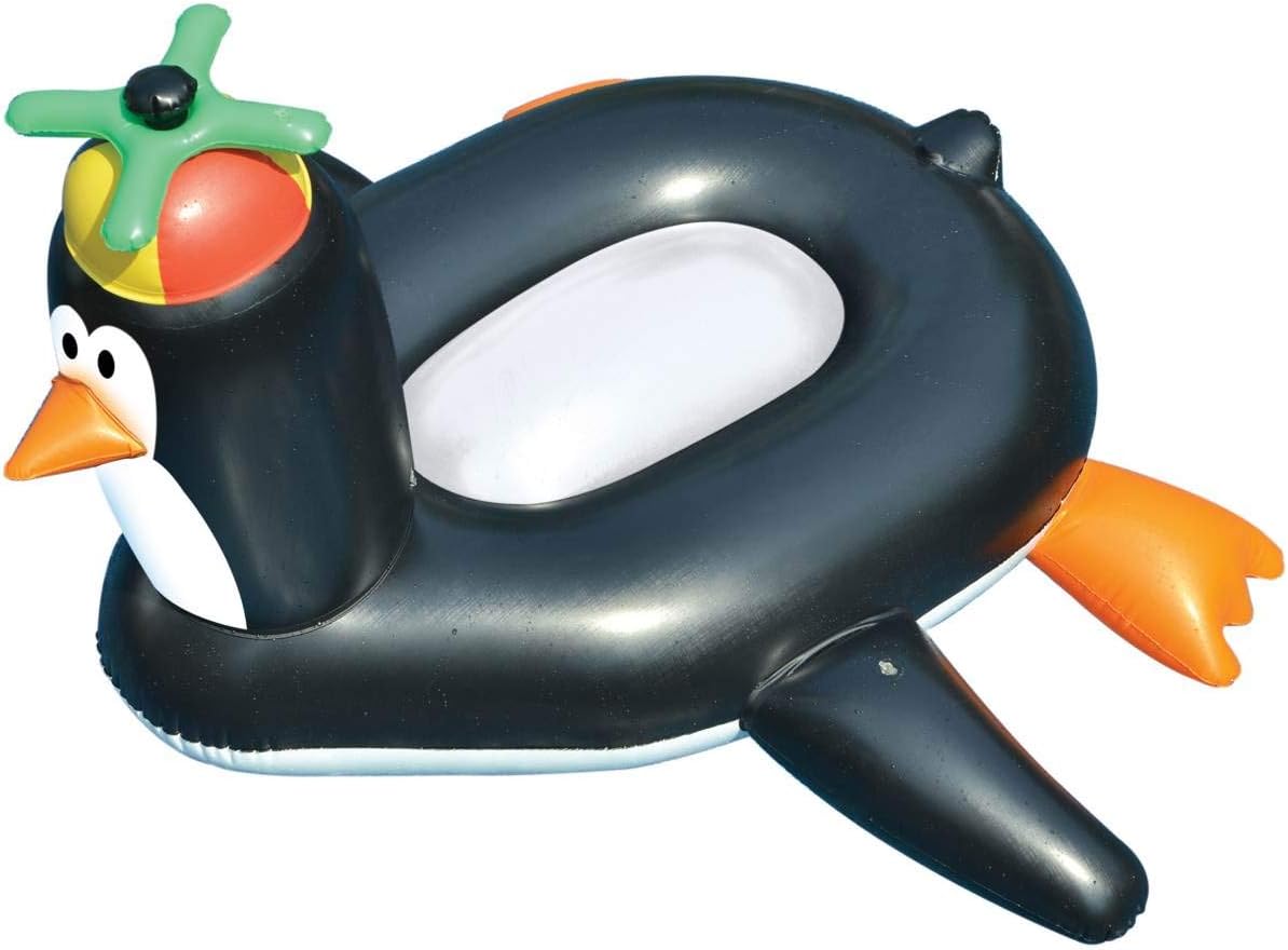 Swimline Inflatable Rideable Penguin Float + Rideable Pink Flamingo Float