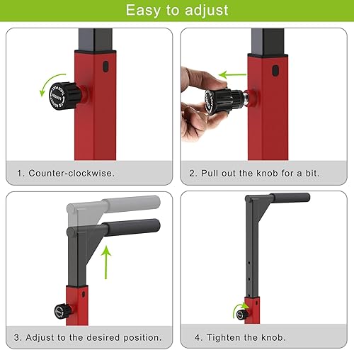 Miniatura 8 de SELEWARE Heavy Duty Dip Bar, Adjustable Width & Height Dip Station Home Gym Fitness Equipment, 800lbs Capacity, Multifunctional Strength Training