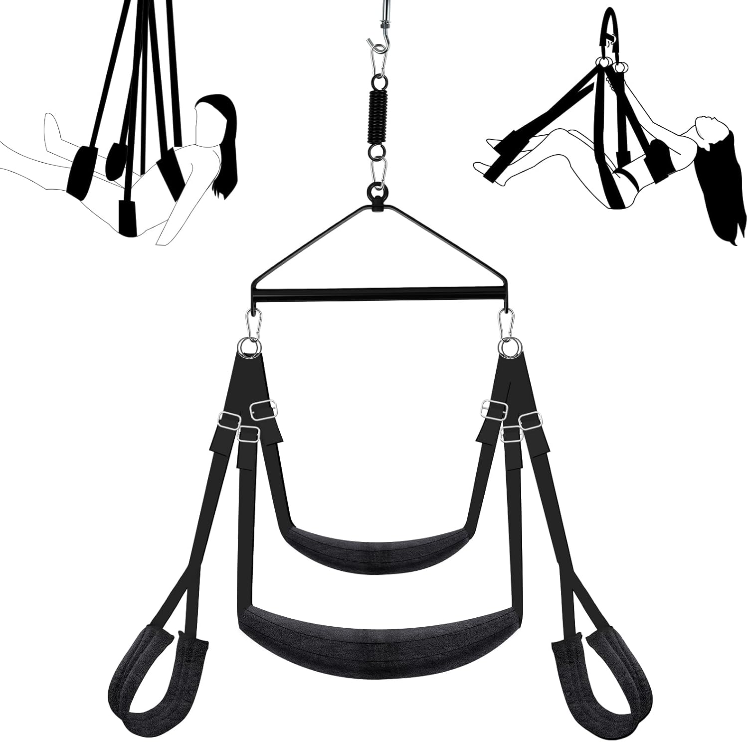 Luxury 3rd Gen 180° Spinning Sex Swing – Ultra-Soft Fluffy Liner,Steel Triangle Support, 600 lbs Capacity – Designed for Couples