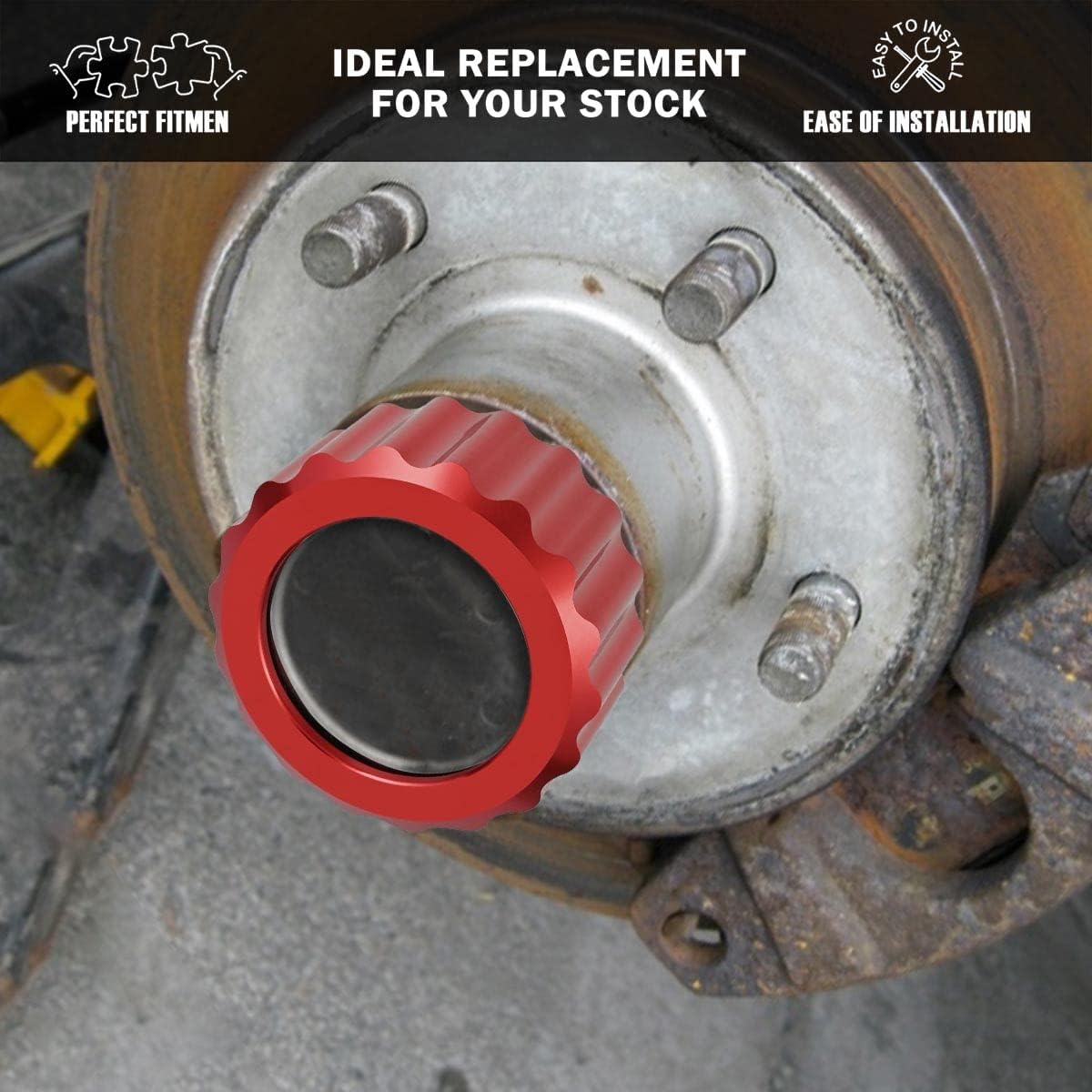 Canitu Hub Cap for EZ-Loader, Trailer Boat Reliable Oil Bath Hub Cap Wheel Hub Replace Bearing Hub 2.11" O.D. Threaded Aluminum Oil Filler Caps with O-Ring 250-034388 Fit 10" 5 Lug Hubs &Drums (Red)