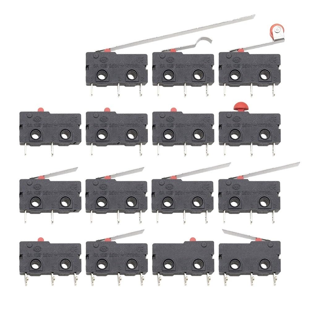 IDGTTLDF 5pc 5A 125V250V Travel Limit Switch KW11-3Z-F With Handle 21MM 3PIN Button Microswitch