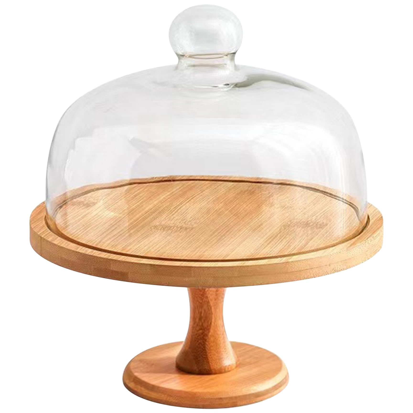 Uanqfegy Cake Stand - 10" Wooden Stand with Glass Dome Lid