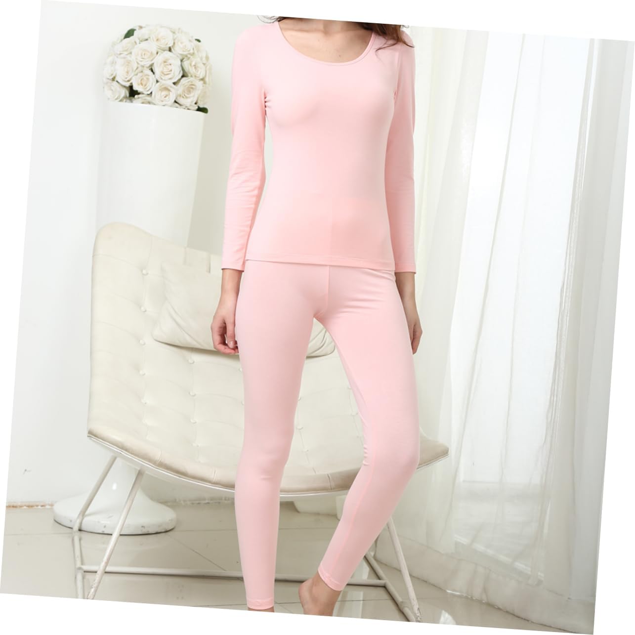 Healeved 2Pcs Women's Thermal Underwear Set Long Johns Pink for Cold Weather Activities Pajamas for Skiing Hiking and Winter Sports