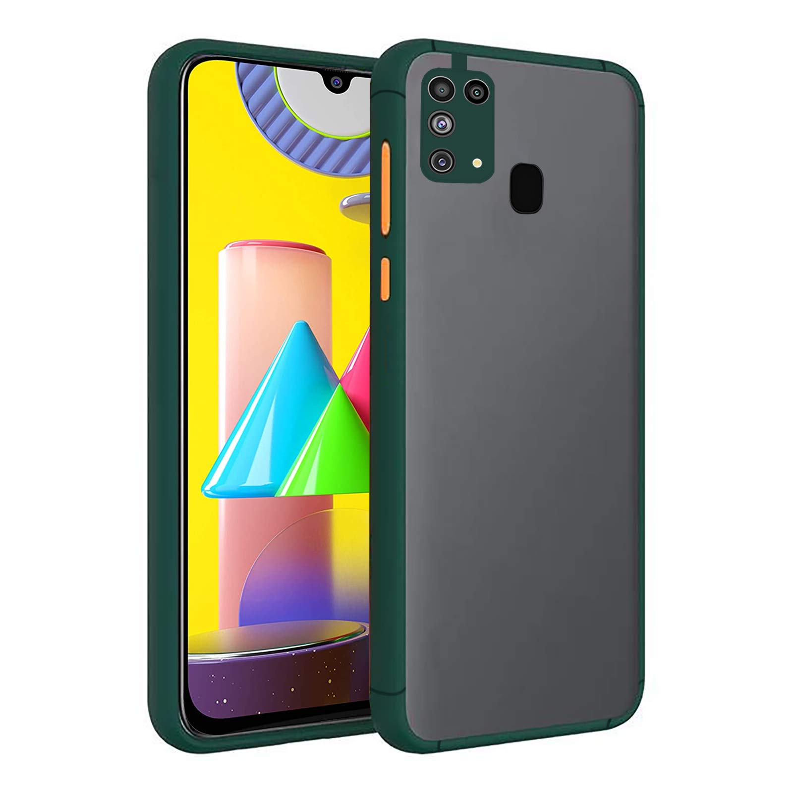 Amazon Brand - Solimo Matte Clear Case (Hard Back & Soft Bumper Cover) with Camera Protection for Samsung Galaxy M31 - Dark Green (B08TXFMMZS) Amazon Price History, Amazon Price Tracker