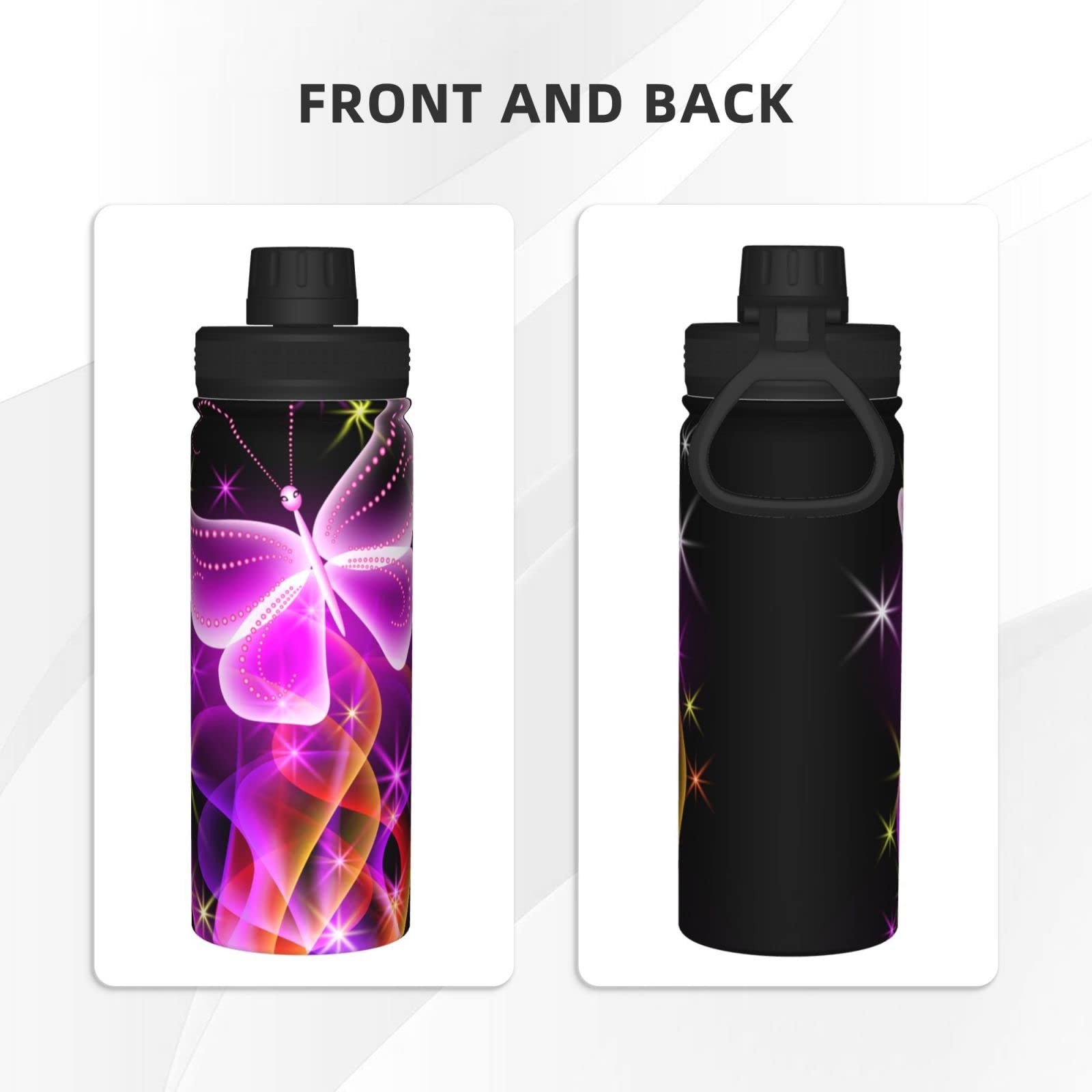 Sport-Wasserflasche, 530 ml, isoliert, Edelstahl, auslaufsicher, für Reisen, Fitnessstudio, Büro