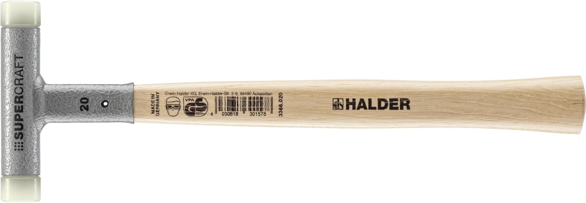 Halder 3366020 Nylon Mallet with Vibration-Reducing, Multi-Colour, 20 mm