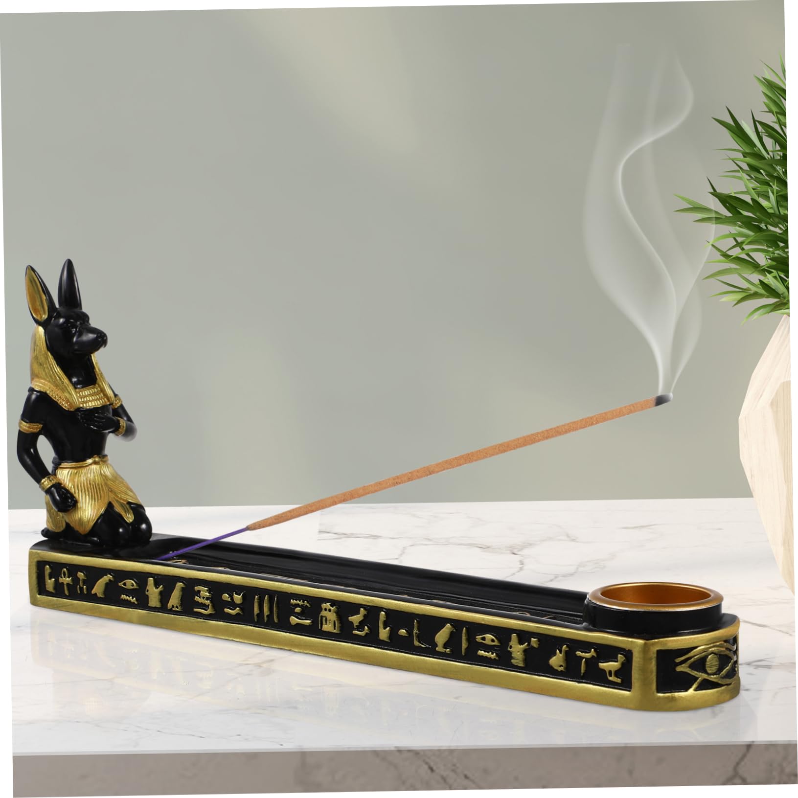 Porta Incenso in Resina Egizia Vassoio per Bastoncini di Incenso Feng Shui Creativa Resistente e Facile da Pulire per Soggiorno Meditazione e Yoga