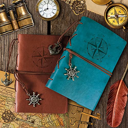 Leather Journal Notebook, Vintage Refillable Journals For Women Men, Ruled Notebooks For Diary, Planner, Notes, Travel Journals To Write In For Kids, Writing Journals Pack Gift, Teal And Brown #TOP5