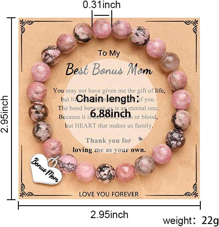 Kilener Bonus Mom & Stepmom Gifts: Beaded Bracelet for Mothers Day, Step Mom, Stepmother, Thank You Gift for Mother in Law - Image 2