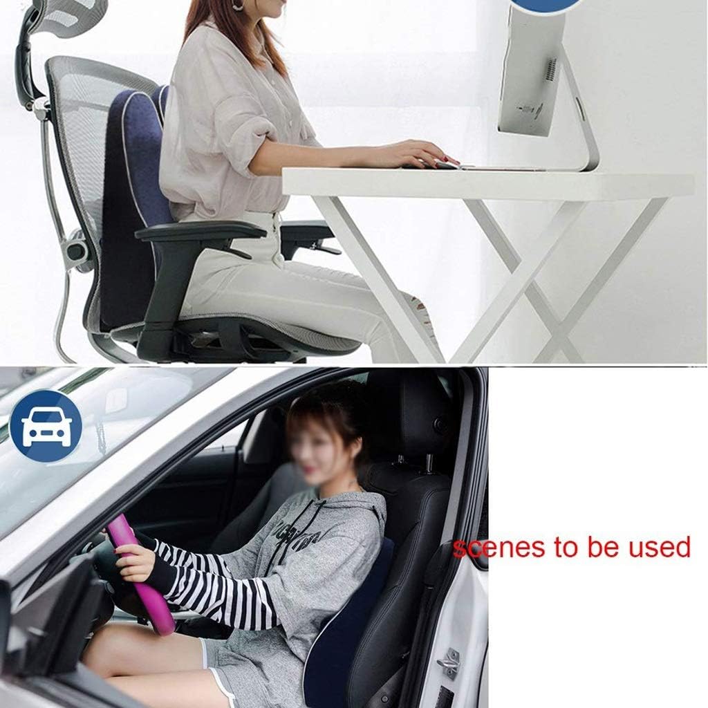 Lumbar Pillow - Memory Foam Lumbar Support Pillow - Travel Back Cushion Portable with Ergonomic Seat Pad, Back Office Soft Rest(Black)