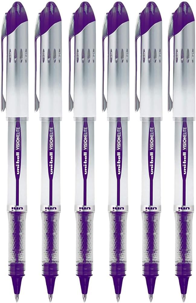 Vision Elite Rollerball Pens, Bold Point (0.8mm), Blue Ink, 12 count, Bundle with Plastic Reusable Pouch